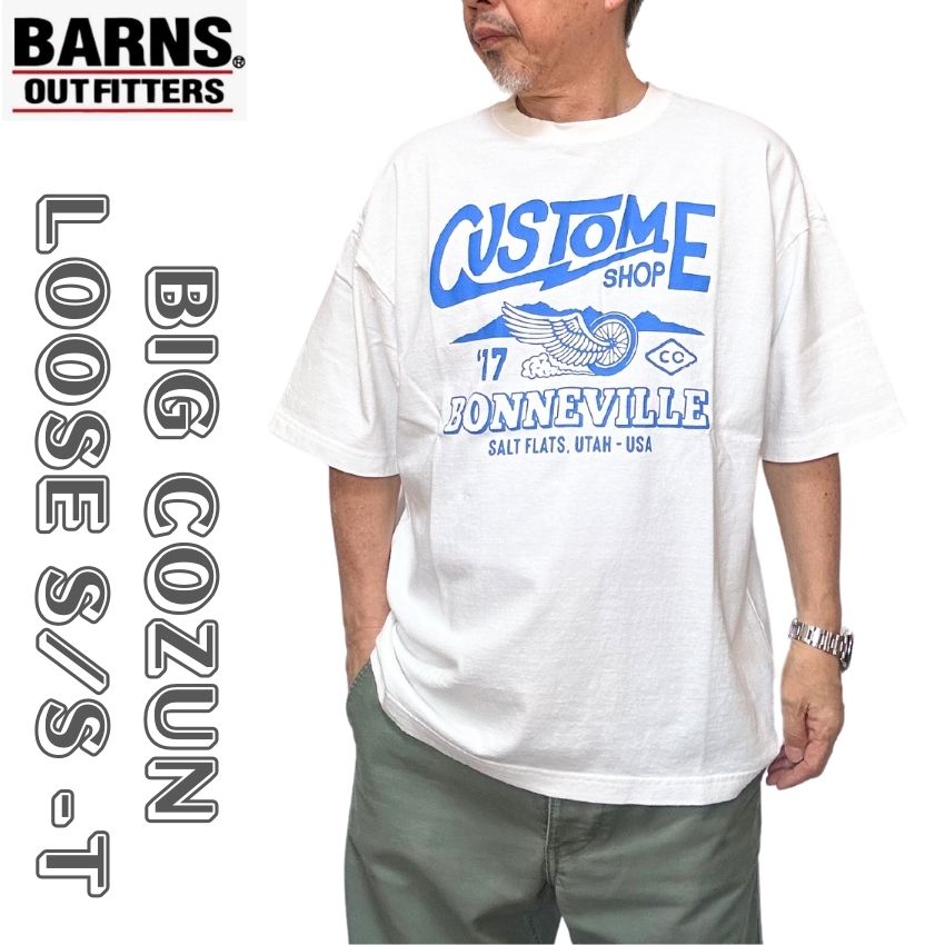 【 BARNS 】バーンズアウトフィッターズ BR-24162 5分袖 刷り上げる ティーシャツ ルーズフィット 甚だしい掛け目 BIG COZUN ワイドサイズメンズ トップス アメカジ 今めかしい ブランド名 日本製