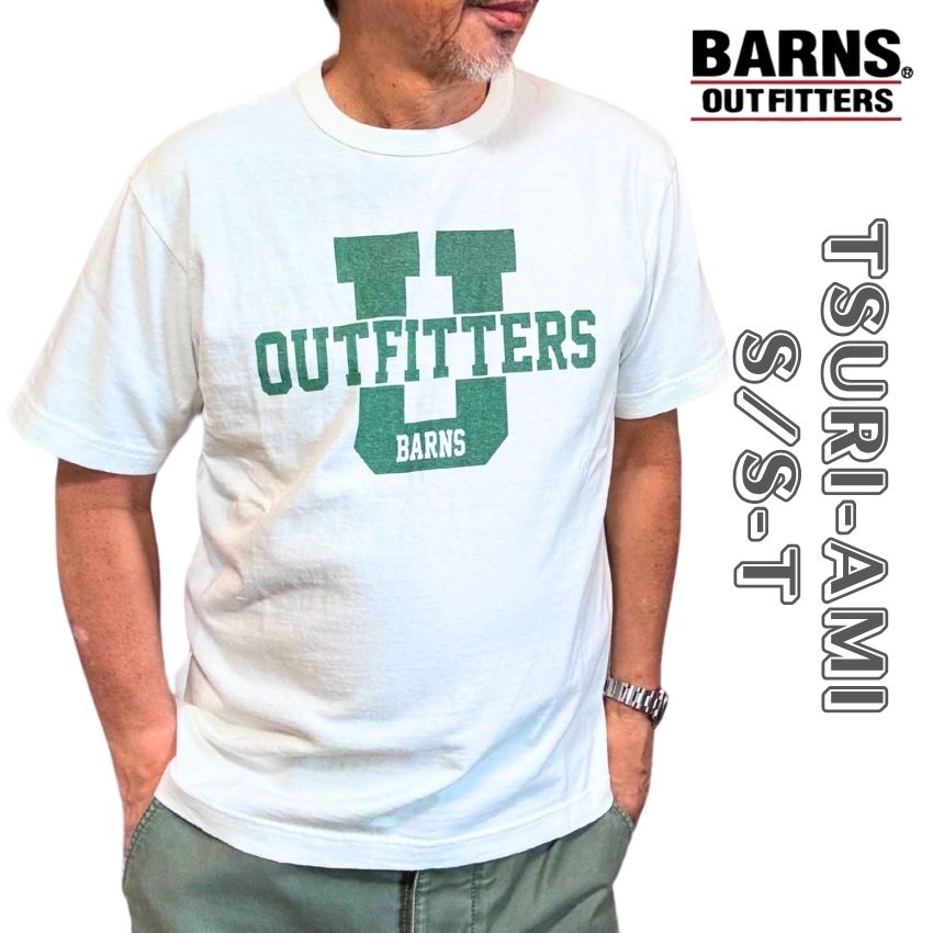 【 BARNS 】 バーンズ アウトフィッターズ BR-25291 吊編み プリント S/S 半袖 Tシャツ ビンテージ風 吊編み 丸胴 クルーネック メンズ ブランド アメカジ バイカー ミリタリー 大人のTシャツ 日本製