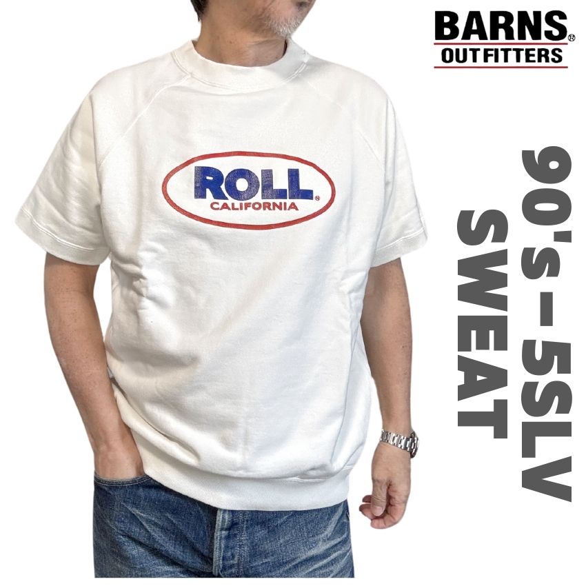 【 BARNS 】 90\u0027s-55SLV SWEAT BR-25116 5分袖調教師 バーンズアウトフィッターズ 汗水ティーシャツ アメカジ 汗水 tプルオーバー トップス メンズ 半袖 労働者の一団のど首 調教師ティーシャツ 半袖調教師 ヴィンテージ工業 刷り上げる 半トレ ゆったり大きさ 日本製