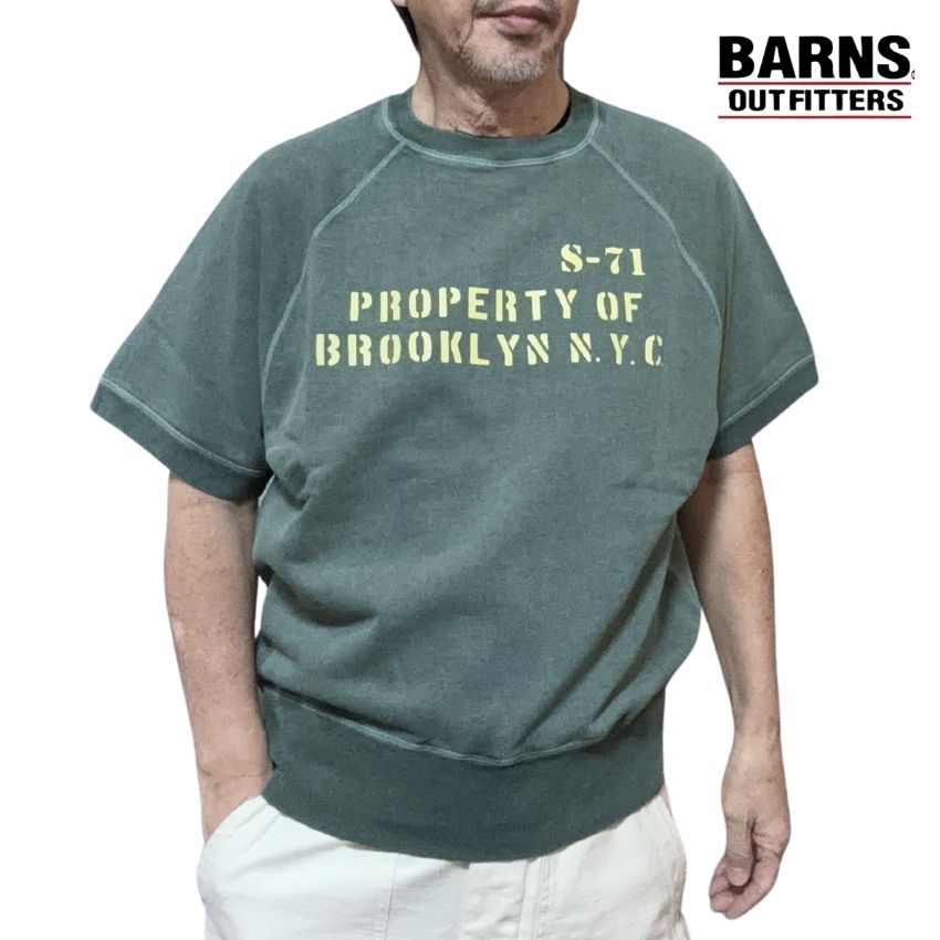 【 BARNS 】 90\u0027s-55SLV SWEAT BR-26117 5分袖調教師 バーンズアウトフィッターズ ビンテージ風 汗水プルオーバー アメカジ トップス 成年者 メンズ 半袖 労働者の一団のど首 調教師プルオーバー 半袖調教師 ヴィンテージ産業 刷り上げる 半トレ ゆったり大きさ 日本製