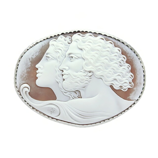 カルロ・パルラーティ(Carlo Parlati) シェルカメオブローチ/ペンダント K18WG/K14WG 40.5g 【中古】程度SA【smtb-m】