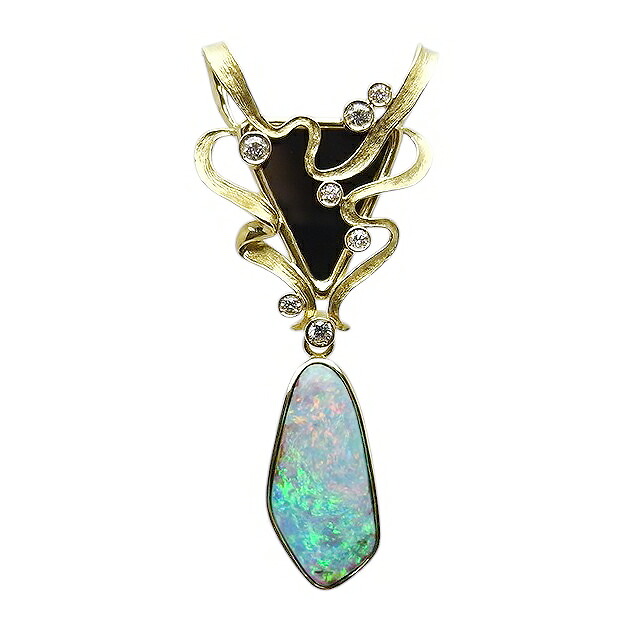 amije/野嶋浩ボルダーオパールペンダントK18 6.34ct D0.21ct 9.2g【中古】程度S【smtb-m】|エナミ質店ジュエリーGrue