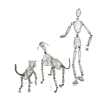 ワイヤー式モデル人形 [人型(Adam/Man)][犬型(Rover/Dog)][猫型(Whiskers/Cat)]【モデル人形】【ポーズ人形】【デッサン人形】【動物】【ペット】【関節】