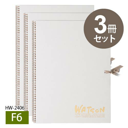 ホワイトワトソンブック F6 HW2406 239g(特厚口) 本型・SP・スキップアーチ孔・ヒモ付き 15枚 国産高級水彩紙・コットン高配合 3冊セット販売