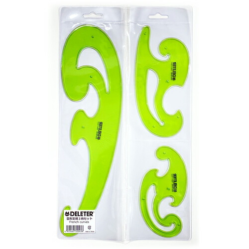 楽天市場 メール便可 デリーター雲形定規３枚セット デリーターテンプレート 製図作業 漫画 コミック制作 イラストレーション エンオーク