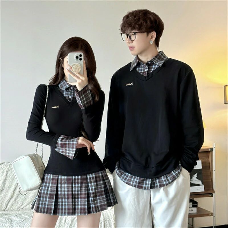 ペアルック トレーナー スリムフィット 着痩せ ブランド カップル お揃い 服 秋 冬 レディース おしゃれ ペアルックトレーナー 大きいサ
