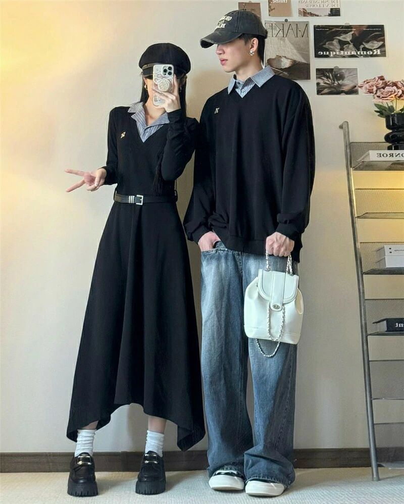 ペアルック トレーナー ワンピース パーカー 秋 男女2着セット ブランド カップル お揃い 服 冬 レディース おしゃれ ペアルックトレー