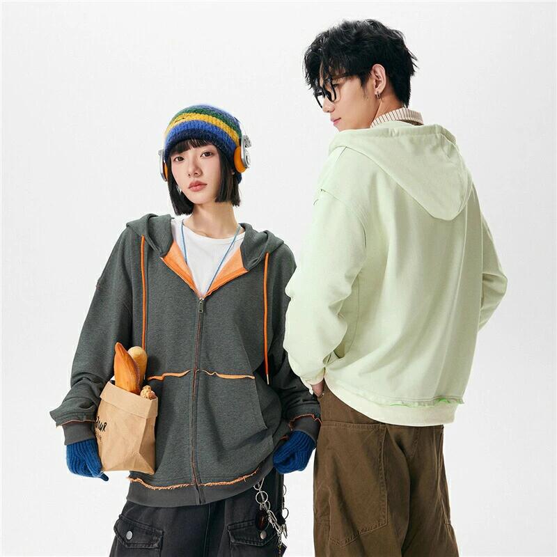 ペアルック パーカー トップス ジャケット ゆったり フーデッド 韓国 フード付き 長袖 秋 冬 ブランド お揃い 服 レディース おしゃれ