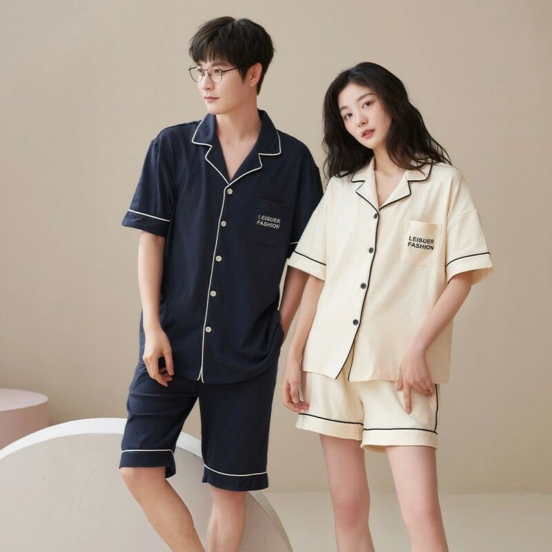 ペア パジャマ 半袖 夏 綿男女2着 セット 高級 カップル ルームウェア 春夏 ペアパジャマ 結婚祝い プレゼント お祝い おもしろ 夫