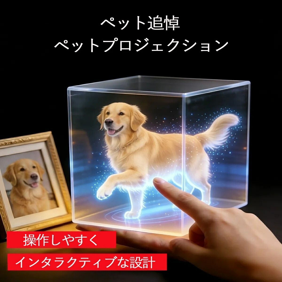 ペット追悼 ペットプロジェクション 電子ペット ペット置物 犬のメモリアルギフト ペットのお悔やみギフト 犬の喪失の贈り物 亡くなった犬の贈り物 犬猫 骨壷 インタラクティブ対応 可動式