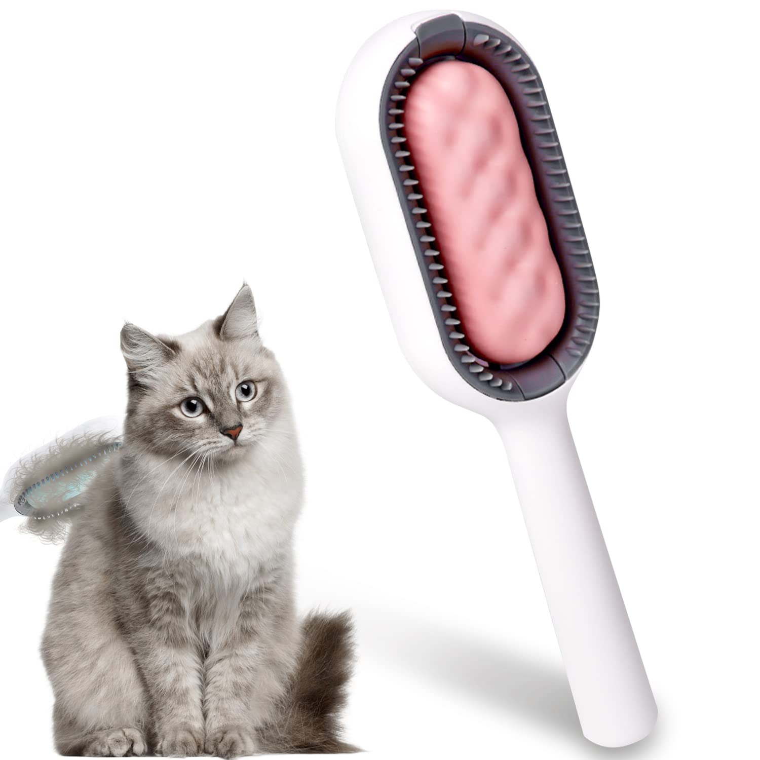 猫 グルーミングブラシ 猫 ロングショートヘアブラシ 室内猫用 抜け毛毛はらい サクラ色