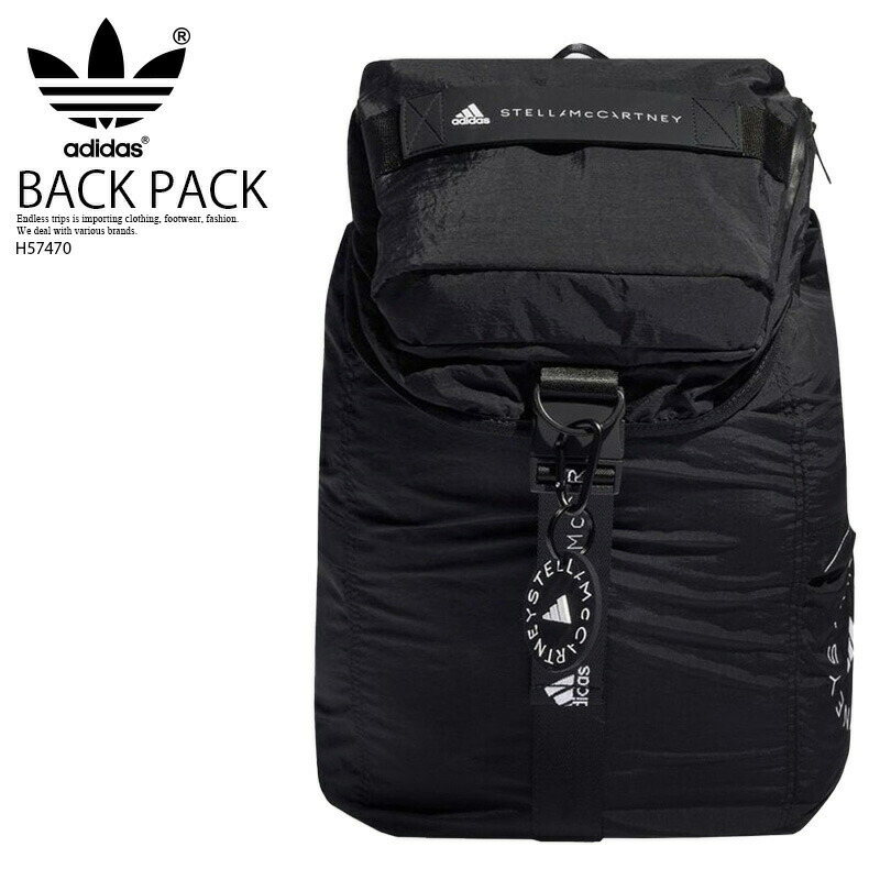 adidas by STELLA McCARTNEY (アディダス バイ ステラマッカートニー) BACKPACK (バックパック) レディース  バックパック ジムバッグ アウトドアバッグ BLACK/BLACK/WHITE (ブラック/ホワイト) H57470 ENDLESS  TRIPエンドレストリップ