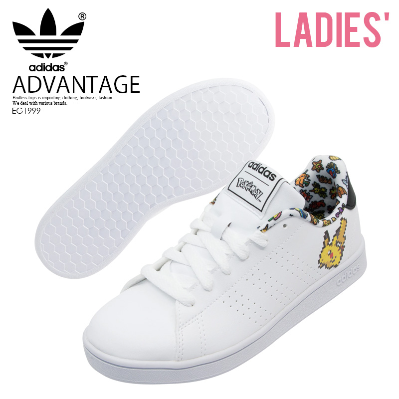 経典ブランド返品ok 送料無料 アディダス ポケモン コラボスニーカー Adidas Advantage 送料無料 Adidas ポケモンコラボ Advantage アディダス アドバンテージ ポケモン アディダス コラボ ピカチュウ レディース ジュニア スニーカー Cloud White Cloud White Core