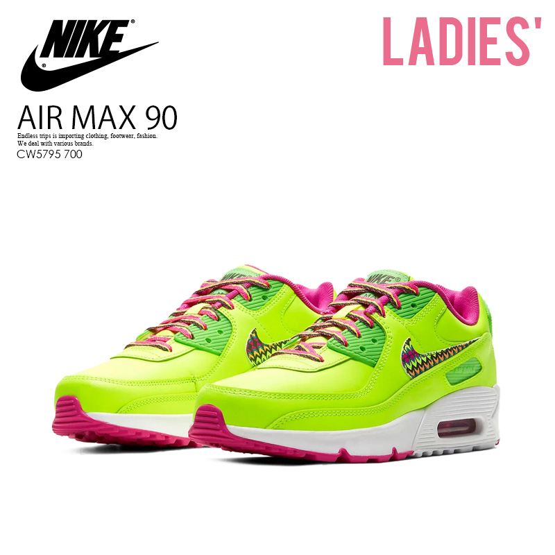 楽天市場 人気 レディース サイズ Nike ナイキ Air Max 90 Gs エア マックス 90 Womens ウィメンズ キッズサイズ スニーカー Volt Multi Color Fire Pink イエロー マルチカラー Cw5795 700 Endless Trip Endless Trip 楽天市場店