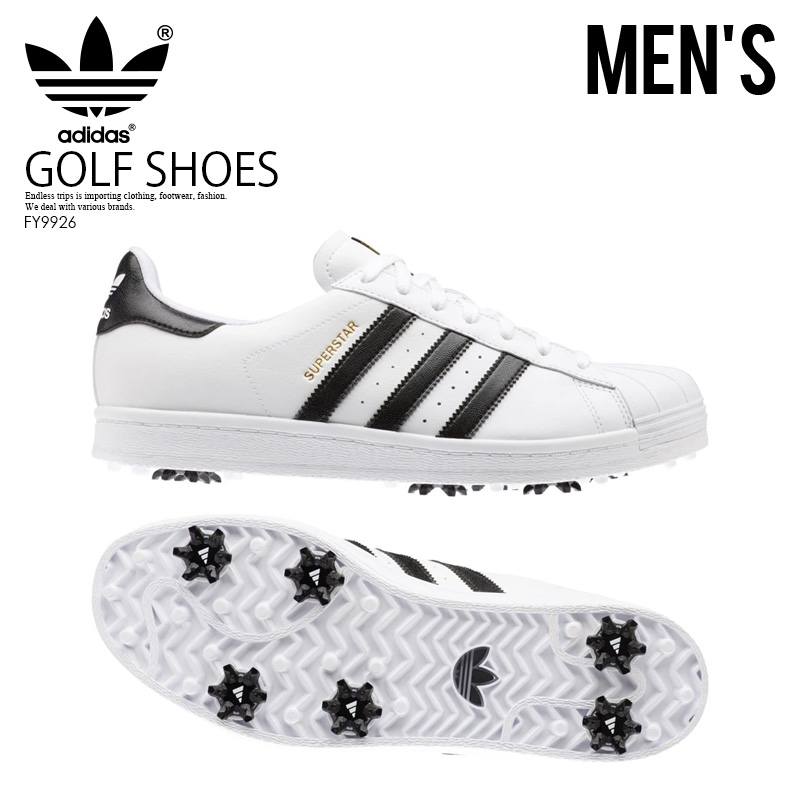 楽天市場 希少 大人気 ユニセックス ゴルフシューズ Adidas アディダス Superstar Golf スーパースター ゴルフ メンズ レディース Golf Shoes スパイク Ftwwht Cblack Goldmt ホワイト ブラック Fy9926 Endless Trip Endlesstrip エンドレストリップ Endless