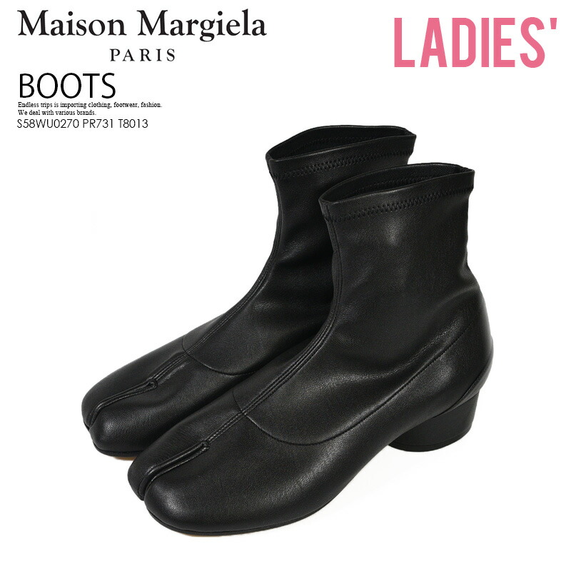 大流行中 楽天市場 希少 大人気 Maison Margiela メゾン マルジェラ Womens Tabi Faux Leather Sock Boots ウィメンズ タビ フェイク レザー ソックス ブーツ 足袋 レディース シューズ 靴 本革 イタリア製 黒 Black ブラック S58wu0270 Pr731 T8013