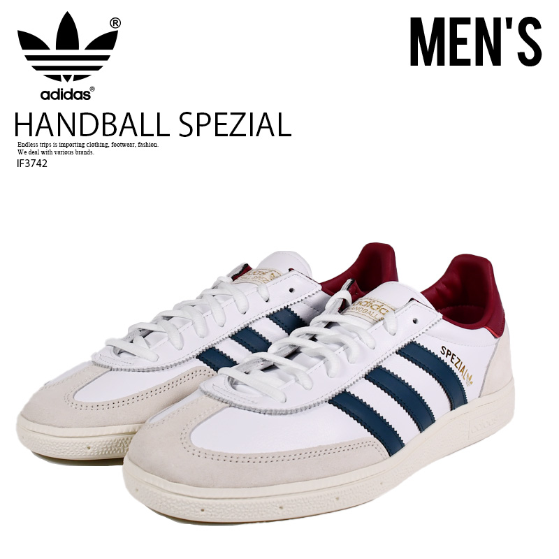 adidas (アディダス) HANDBALL SPEZIAL (ハンドボール スペツィアル) メンズ ローカット スニーカー フットウェア タウンユース 普段使い デイリーユース カジュアル ストリート アウトドア スポーツ FTWWHT/ARCNGT/CBURGU (ホワイト/ネイビー/バーガンディ) IF3742 dpd