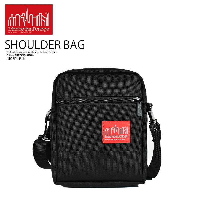 Manhattan Portage (マンハッタン ポーテージ) City Light Bag (シティ ライト バッグ) ユニセックス ショルダーバッグ クロスボディバッグ フェスティバルバッグ コーデュラ 普段使い カジュアル ストリート スケーター 黒 BLACK (ブラック) 1403PL-BLK 1403PL BLK R0047