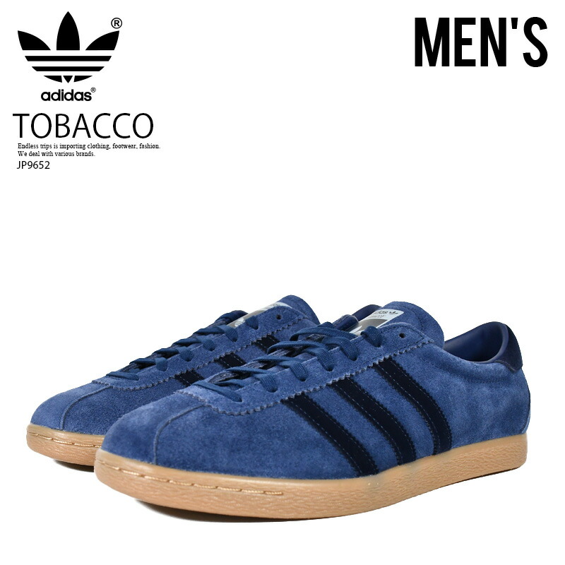 adidas (アディダス) TOBACCO (紙巻きタバコ) メンズ 置き目撥ねのける スニーカー フットウェア シューズ 町若い者 デイリー若い者 普段使い走り 心地よい 表どおり アウトドア レトロ 古典派音楽 神品 DKBLUE/NINDIG/GUM4 (暗然たる 青碧/ナイト爵 インディゴ/チュインガム) JP9652 R0047