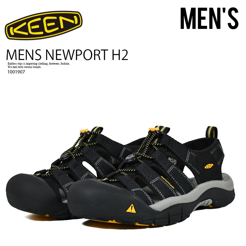 KEEN (キーン) MENS NEWPORT H2 (メンズ ニューポート H2) メンズ サンダル ハイブリッド ストラップ トレンド レトロ 厚底 タウンユース 普段使い デイリーユース カジュアル ストリート アウトドア キャンプ ビーチ 海 プール 黒 BLACK (ブラック) 1001907 R0087｜ENDLESS TRIP 店
