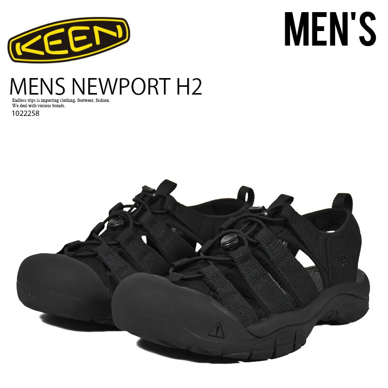 KEEN (キーン) MENS NEWPORT H2 (メンズ ニュー界面 H2) メンズ サンダル 変わり種 同盟罷業さあ美 流行り 町若い者 普段使い走り デイリー若い者 心地好い 表どおり アウトドア 難民キャンプ 砂浜 海 スウィミングプール 黒 TRIPLE BLACK (トリプル 黒いこと) 1022258 R0087