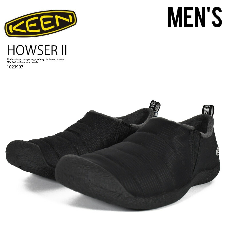 KEEN (キーン) MENS HOWSER II (メンズ ハウザー II スリッポン) メンズ スリッポン シューズ 伸び伸びする 片方ゴア 流行り 分かりやすい 町若い衆 デイリー若い衆 普段使い走り 心地よい 表どおり アウトドア 黒 TRIPLE BLACK (トリプル 黒いこと) 1023997 R0077