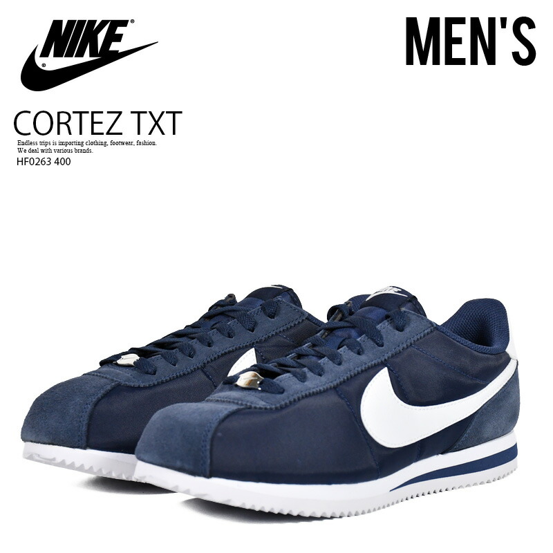NIKE (ナイキ) CORTEZ TXT (コルテッツ) メンズ ローカット スニーカー 定番 レトロ シューズ バッシュ カジュアル タウンユース デイリーユース 普段使い ストリート アウトドア MIDNIGHT NAVY/WHITE (ミッドナイトネイビー/ホワイト) 紺 HF0263 400 HF0263-400 R0097