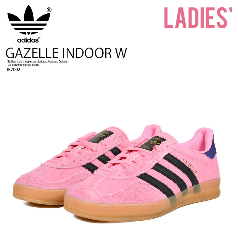 adidas (アディダス) GAZELLE INDOOR W (ガゼル インドア ウィメンズ) ガッツレー レディース 置き目とり捨てる スニーカー シューズ  古典派音楽 レトロ 町若い衆 普段使い走り 心地よい 表どおり 運動競技 BLIPNK/CBLACK/CPURPL (サクラ色/黒いこと/パープル) IE7002 R0097