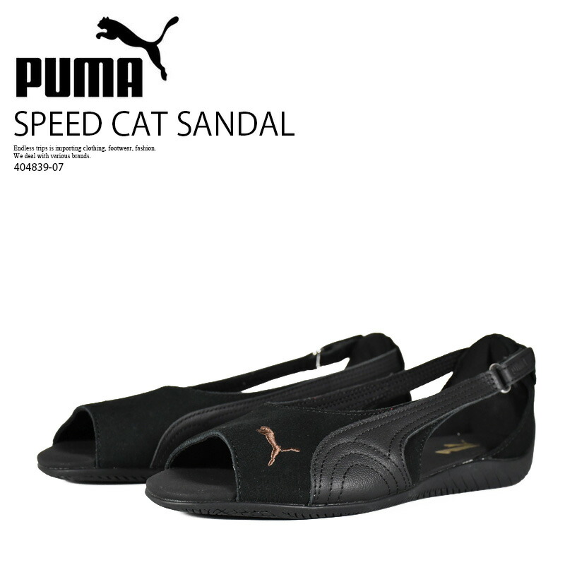 PUMA (ピューマ) SPEEDCAT SANDAL WOMENS (ウィメンズ スピードキャット サンダル) レディース サンダル 置き目労働者階級 ローテク 薄底 バレー中核グループ Y2K 韓国流行り物 心地好い 表どおり (黒いこと/赤銅色) 404839 07 404839-07 R0068