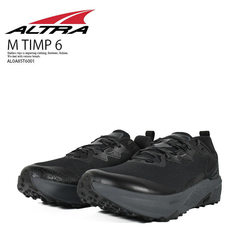 【エントリーでポイント10倍！】ALTRA (アルトラ) M TIMP 6 (メンズ ティンプ 6) ローカット スニーカー トレイル シューズ ランニング ウォーキング 普段使い カジュアル テック系 アーバンアウトドア ゴープコア BLACK/BLACK (ブラック/ブラック) AL0A85T6001 R0018