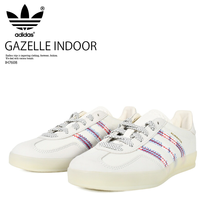 【店内全品ポイント5倍！】adidas (アディダス) GAZELLE INDOOR (ガゼル インドア) ガッツレー レディース サイズ ローカット スニーカー シューズ クラシック レトロ 普段使い カジュアル ストリート CWHITE/SUPCOL/CWHITE (ホワイト/チェック柄) IH7608 R0028
