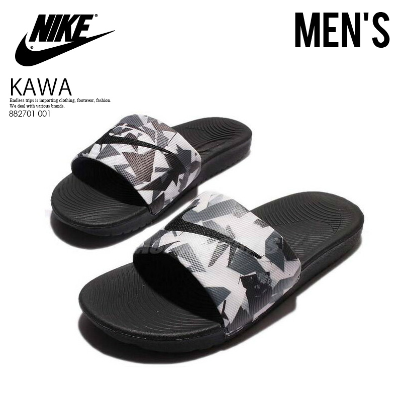 nike slides men black and white