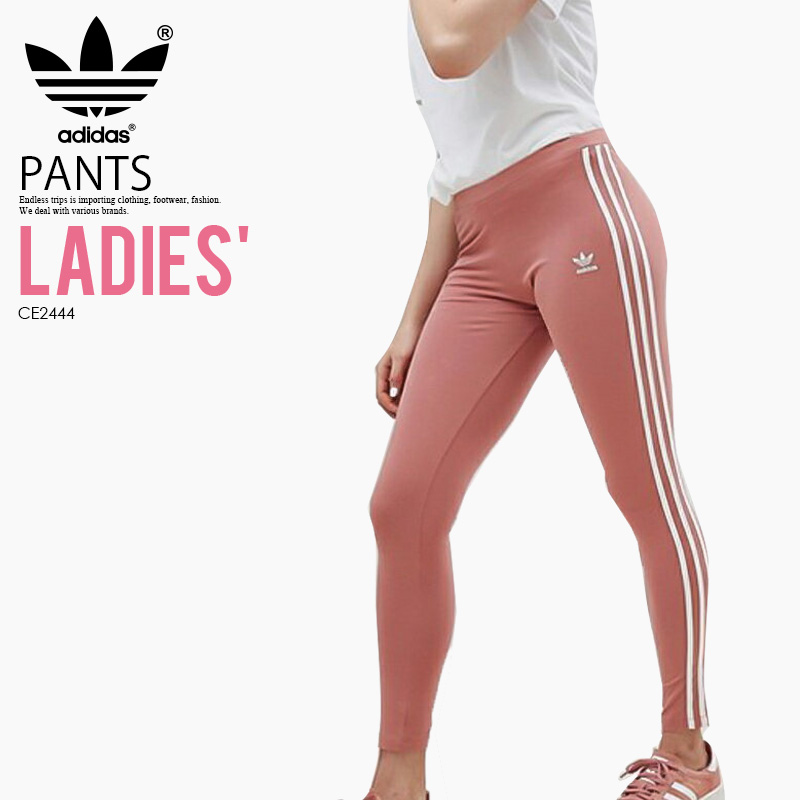 adidas pink 3 stripe leggings