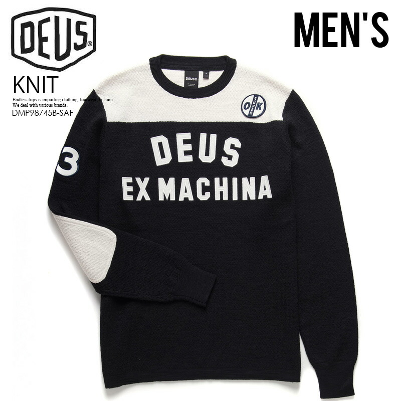 楽天市場 希少 大人気 Deus Ex Machina デウス エクス マキナ Moto X Knit モトクロス ニット メンズ ニットセーター Black White ブラック ホワイト Dmp Blw Endless Trip Endlesstrip エンドレストリップ Endless Trip 楽天市場店