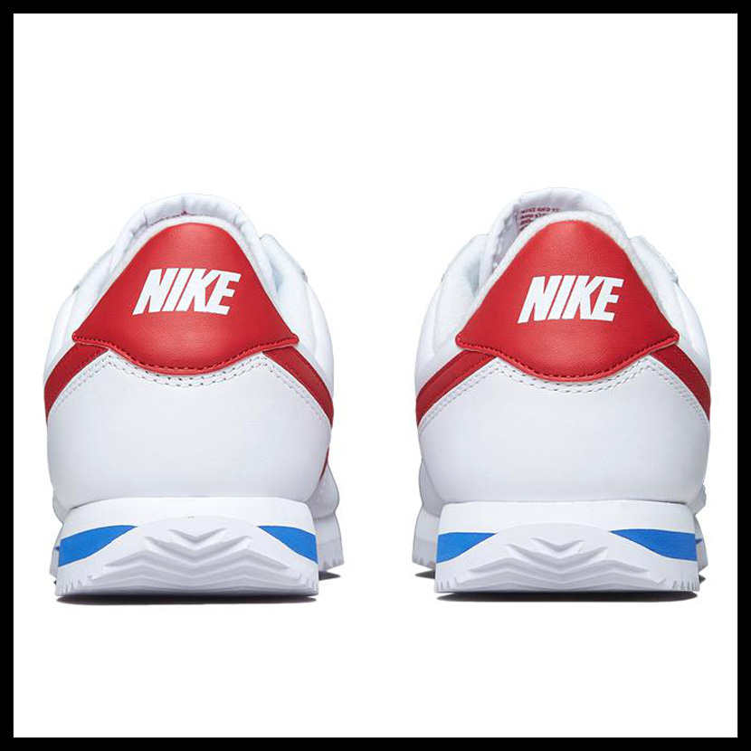nike cortez leather white red blue