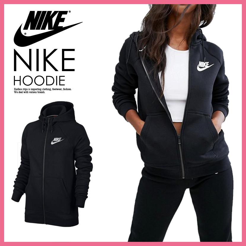 nike women's black zip up hoodie