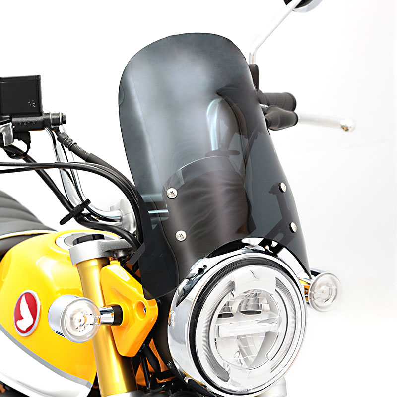 ダックス125 JB04 モンキー125 JB03 JB02 メーターバイザーロングセット(スモーク)＋取り付けキット / バイク スクリーン 風防｜エンデュランス2号店