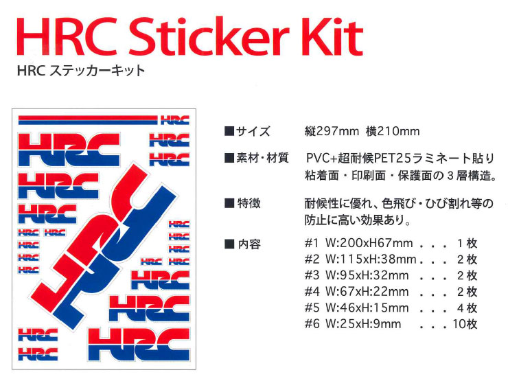 楽天市場 Hrc ステッカーキット お取り寄せ品 エンデュランス楽天市場店