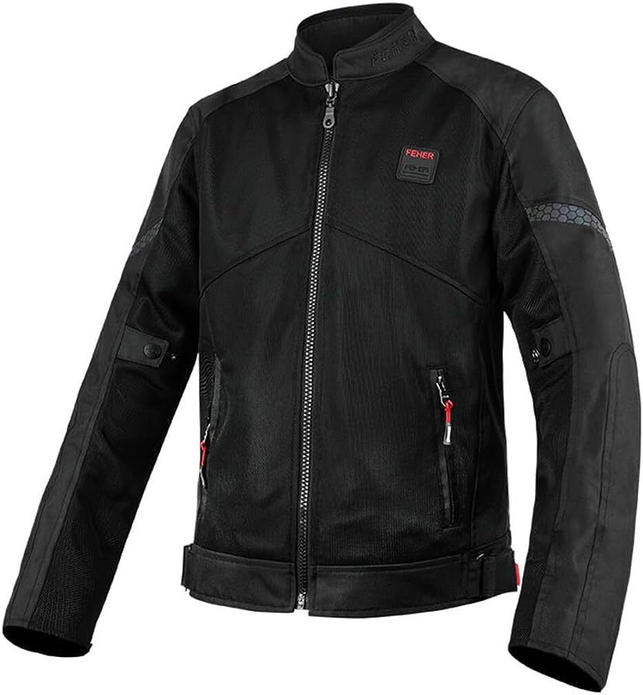 TEKNIC Motorcycle Jacket Racing Leather Black Red Padded