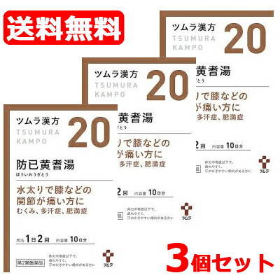 【第2類医薬品】【送料無料!!】【3個セット!!】 ツムラの漢方【20】防已黄耆湯(ぼういおうぎとう） エキス顆粒　20包×3個【散剤】【3個セット!!】