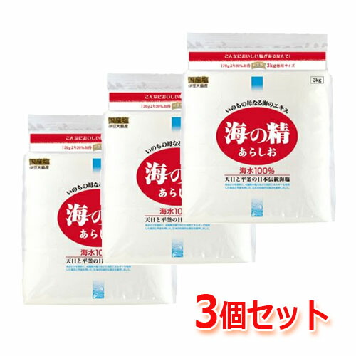 【オーサワジャパン】海の精 あらしお×3個 3kg 食塩 海水100％ 国産 塩 伊豆大島 あらゆる料理に
