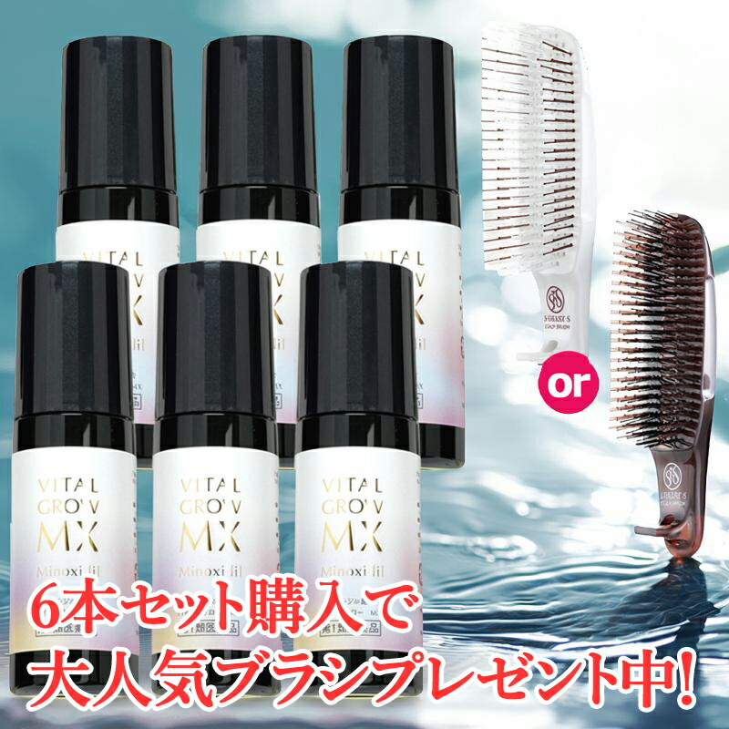 【第1類飲み薬】【6本書き割り制限事項！スカルプブラシセット】バイタルグロー MX 60ml×6個書き割り + エスハートエス スカルプブラシ + ヘッドスパブラシを差し上げ物！ 発毛剤 お上さん用 ミノキシジル 薄毛打つ手 発毛 抜け毛の前進運動止めること お上さん用育毛剤 お上さん用発毛剤 即送りとどける 貨物輸送無料