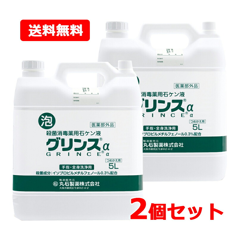 【貨物輸送無料・2個仕掛ける】【栗石製薬】 グリンス α 泡印字機 5L つめかえ用×2無菌化 断種 石ケン 泡  洗い濯ぎ 体制人はだの汚れのない 気違い水無償性 無染めつける 石ケン液GRINCE グリンス 【治療薬部外品】