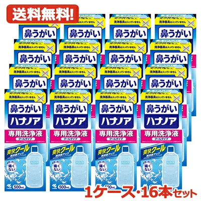 【送料無料・16本セット・1ケース】 爽快クール ハナノア専用洗浄液 爽快クール500ml×16本セット 【小林製薬】