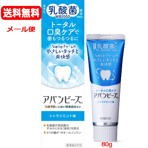 【医薬部外品】【メール便 送料無料】【わかもと製薬】アバンビーズ トータル口臭ケア シトラスミント味　80g乳酸菌配合　薬用成分配合　口臭ケア画像