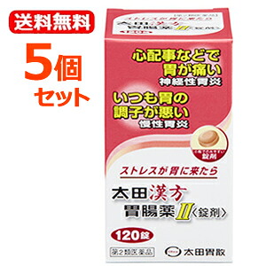 【第2類医薬品】【送料無料！5個セット！】 太田漢方胃腸薬II〈錠剤〉120錠×5個セット ストレス神経性胃炎慢性胃炎
