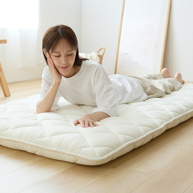 ★23％OFF★※7342163統合※腰サポートバランス三層敷き布団 DLアイボリー 腰痛防止 体圧分散 高反発 抗菌防臭 防ダニ サポート 固め 8cm 心材5mm ピーチスキン ふとんファクトリー[2604SO]