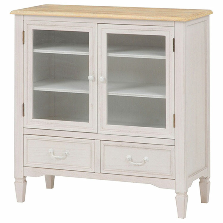 楽天市場】《萩原》キャビネット 幅80 おしゃれ アンティーク調 白