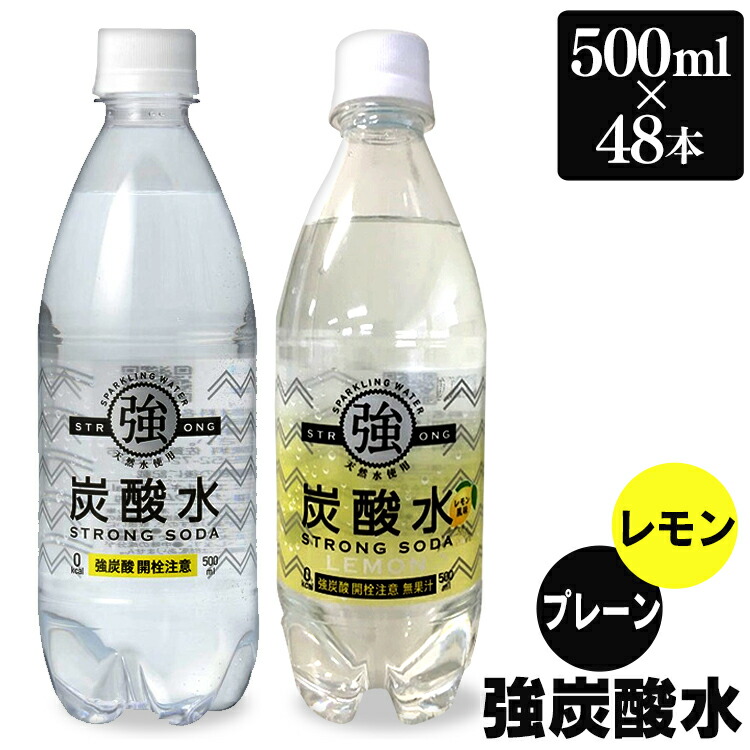 強炭酸水 500ml 48本 送料無料プレーン レモン 炭酸 500ml 48本 炭酸水500ml 500ml 友桝飲料 国産 セット 炭酸含有量 ガスVOL 4.8 強い 炭酸【D】