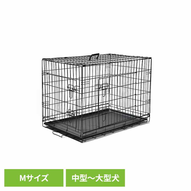 ダブルドア折り畳み式ペット用ケージ M YE130789 折りたたみケージ 折りたたみ ケージ ゲージ 犬 いぬ 防災 小型犬 中型犬 大型犬 KIRA